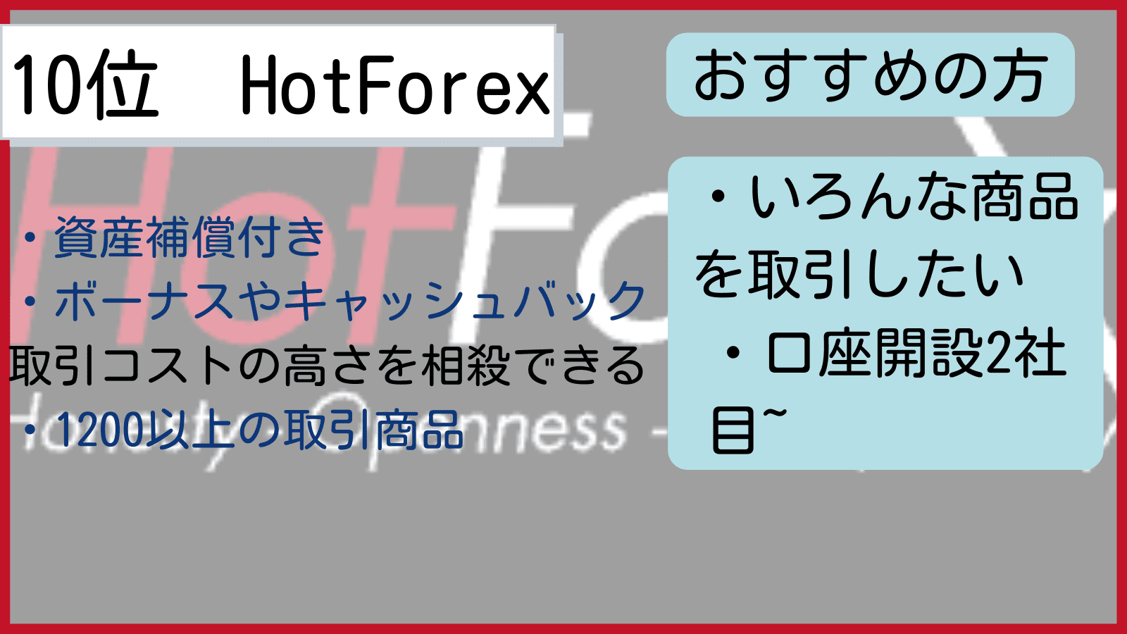 海外FX おすすめ　HotForex